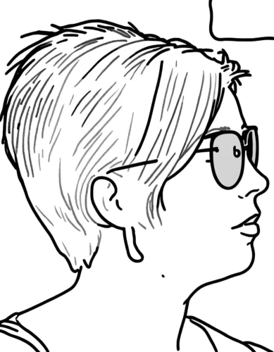 comic halftone woman,flat blogger icon,pencilling,penciling,shorn,blogger icon,rotoscoped,spectacled,bespectacled,allred,lemire,nearsighted,farsighted,storyboarding,undercut,storyboarded,warby,phonogram,oval frame,roughs,Design Sketch,Design Sketch,Rough Outline