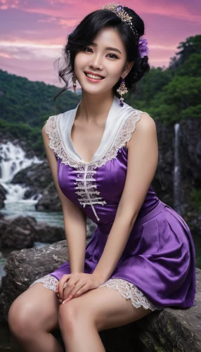 xiaoqing,vietnamese woman,xiaofei,qixi,asian woman,yangmei,cheongsam,purple background,miss vietnam,yifei,purple landscape,xiaojie,yingjie,huahong,oriental princess,landscape background,xiaohui,asian girl,diaochan,xianwen,Photography,General,Natural