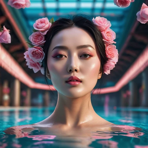 water lotus,water rose,geisha,asian vision,homogenic,geisha girl,ninagawa,hara,korean,xiaoli,oriental girl,under the water,siren,imaginasian,oriental princess,water flower,photo manipulation,koreana,blooming lotus,flower water,Photography,General,Sci-Fi