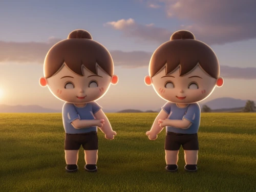 lilo,little boy and girl,boy and girl,upin,3d render,girl and boy outdoor,agnes,character animation,3d rendered,konietzko,cute cartoon image,animation,kewpie dolls,animations,animotion,idealizes,amination,loving couple sunrise,wlw,renderman,Photography,General,Realistic