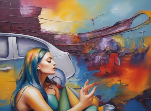 welin,grafite,jasinski,adnate,graffiti art,girl washes the car,graffiti,girl and car,dali,street artist,woman thinking,smoking girl,streetart,grafitti,oil painting on canvas,viveros,street artists,oil on canvas,bunel,pintura,Illustration,Paper based,Paper Based 04