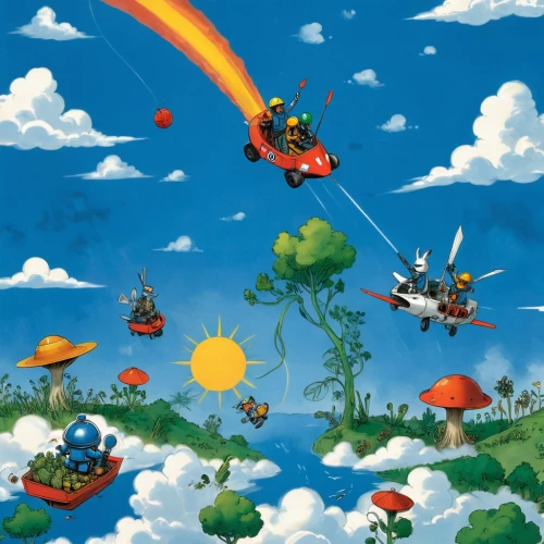 cartoon video game background,parodius,skylanders,locoroco,platformers,children's background,space invaders,gondry,flying seeds,angry birds,twinbee,kirkhope,mobile video game vector background,rayman,pilotwings,pikmin,game illustration,skycar,earthbound,little world,Unique,Design,Blueprint