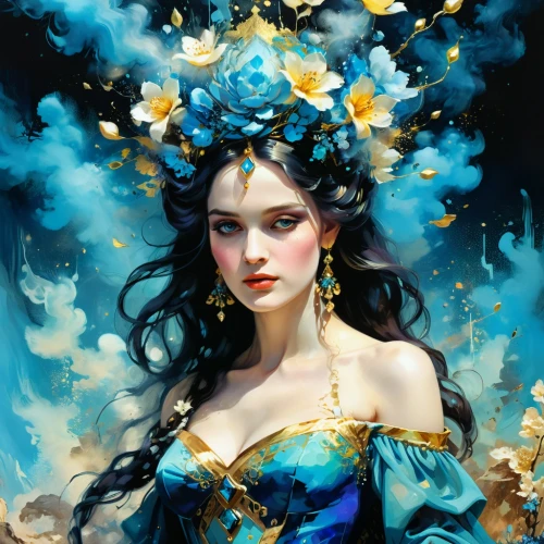 blue enchantress,fairy queen,fantasy portrait,blue hydrangea,diwata,flower fairy,jasmine blue,amphitrite,persephone,fantasy art,blue petals,jasmine blossom,blue rose,faerie,fairie,blue flower,fantasy woman,faery,elven flower,blu flower,Unique,Paper Cuts,Paper Cuts 01