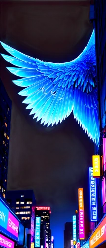 angel wing,winged,akiba,winged heart,angeles,angel wings,akihabara,skylighted,wings,angelnote,shinjuku,ikebukuro,neon sign,skyray,illuminated advertising,garrison,kabukicho,wing blue color,night bird,uniphoenix,Conceptual Art,Sci-Fi,Sci-Fi 26
