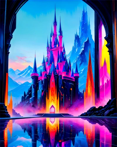 fairy tale castle,fantasyland,disneyfied,ice castle,fantasy world,disney castle,fairytale castle,fairy world,fairyland,sleeping beauty castle,fantasy city,agrabah,dreamlands,wonderlands,cinderella's castle,3d fantasy,fairy tale,cartoon video game background,disneyland park,imaginationland,Conceptual Art,Oil color,Oil Color 20