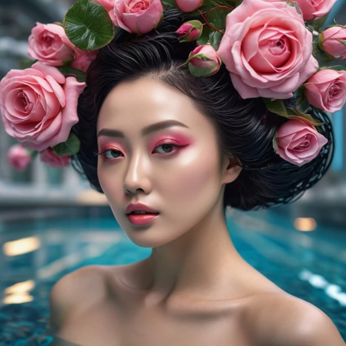 geisha girl,water rose,geisha,water lotus,asian woman,oriental princess,japanese woman,with roses,peony pink,japan rose,vintage asian,oriental girl,pink beauty,pink roses,jingna,asian vision,japanese floral background,blooming roses,lotus blossom,floral japanese,Photography,General,Sci-Fi