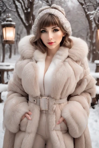 fur coat,white fur hat,suit of the snow maiden,furs,fur,animal fur,syberia,shearling,fashion doll,coat color,snow white,anfisa,women fashion,the snow queen,sheepskin,zhivago,ice princess,yulia,snowsuit,winter dress,Photography,Realistic