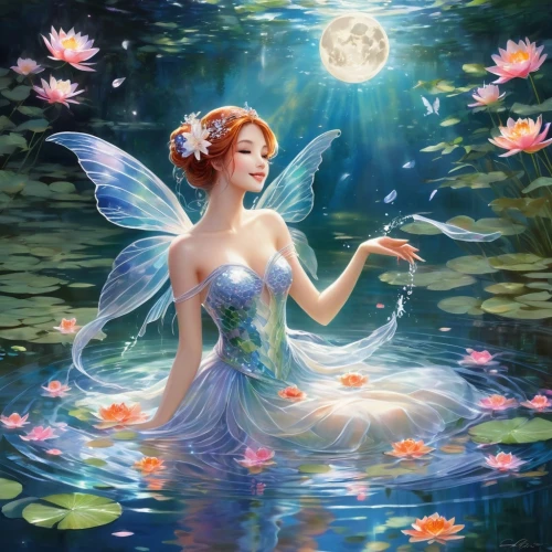 water nymph,fairie,faerie,faery,fantasy picture,fairy,kupala,fairy queen,amphitrite,rosa 'the fairy,naiad,flower fairy,mermaid background,sirena,fairies aloft,ostara,ulysses butterfly,garden fairy,sirene,diwata,Illustration,Abstract Fantasy,Abstract Fantasy 13