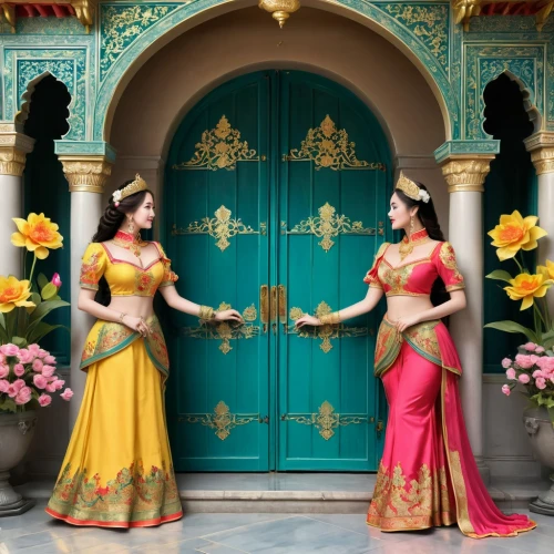 peranakans,krishnas,gopis,anarkali,sabyasachi,maharajas,bharatnatyam,tahiliani,radha,mandodari,peranakan,radhakrishna,bharatanatyam,kalyanam,doorkeepers,kathak,rajasthani,baaja,rajasthan,paithani silk,Unique,Design,Sticker