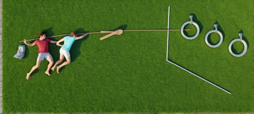 3d archery,yard art,scything,pole vault,olympic symbol,slackline,summer olympics,gymnastic rings,olympic games,artificial grass,clothes line,pole vaulter,golf lawn,grass blades,golf tees,cropmarks,photos on clothes line,3d stickman,playing field,rhythmic gymnastics,Photography,General,Realistic