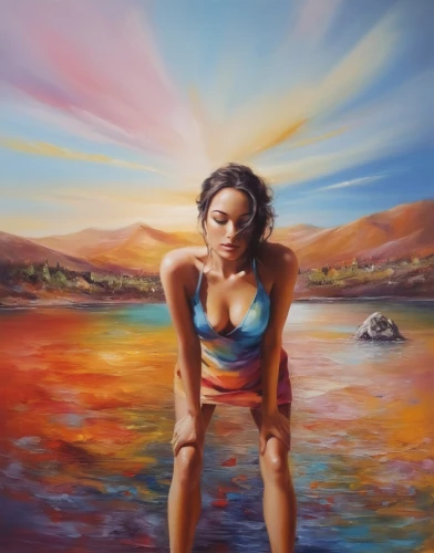 girl on the river,fischl,lachapelle,dubbeldam,oil painting on canvas,art painting,oil painting,bodypainting,sherine,pandelela,world digital painting,bather,kanaeva,shobana,pintura,oil on canvas,donsky,photo painting,tantoo,heatherley,Illustration,Paper based,Paper Based 04