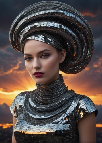 the hat of the woman,fantasy portrait,amidala,head woman,warrior woman,woman's hat,the hat-female,fantasy woman,mongolian girl,fantasy picture,inanna,foils,leather hat,afrofuturism,female warrior,celtic queen,ancient egyptian girl,nefertiti,mystical portrait of a girl,steampunk,Photography,Artistic Photography,Artistic Photography 11