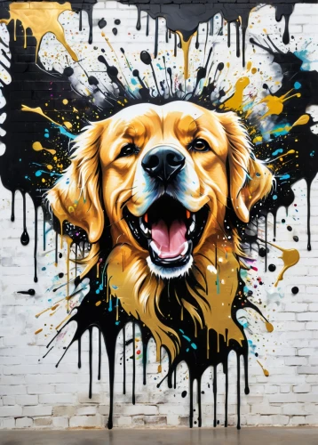 golden retriever,cheerful dog,welin,graffiti art,golden retriver,retriever,street dog,streetart,street art,goldens,beever,blonde dog,street artist,graff,grafite,pacitti,graffitti,honden,graffiti,canines,Conceptual Art,Graffiti Art,Graffiti Art 08