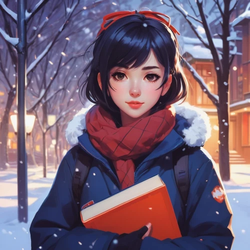girl studying,winter background,snow drawing,mei,in the snow,snowy,snowfall,christmas snowy background,midnight snow,night snow,snow scene,snow cherry,wintery,book wallpaper,snow white,winter cherry,first snow,bookworm,snow,snowing,Conceptual Art,Fantasy,Fantasy 19