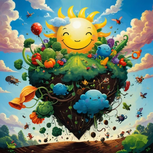 locoroco,flourishing tree,solario,mother earth,photosynthesis,colorful tree of life,children's background,love earth,koropeckyj,earth fruit,badland,pikmin,nature background,loveourplanet,sunroot,earth pot,little planet,mother nature,zoombinis,fruit tree,Unique,Paper Cuts,Paper Cuts 01