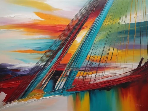 abstract painting,abstract rainbow,boat landscape,brushstrokes,abstract artwork,sailing boat,pittura,pintura,rainbow bridge,abstracts,sailing boats,oil painting on canvas,sailing wing,meticulous painting,art painting,voiles,container cranes,sailboard,background abstract,sail boat,Illustration,Paper based,Paper Based 04