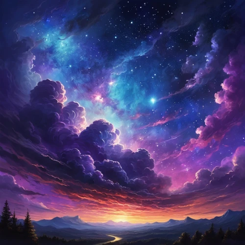 night sky,the night sky,nightsky,colorful stars,sky,purple landscape,star sky,galaxy,starry sky,beautiful wallpaper,fantasy landscape,fairy galaxy,rainbow and stars,purple wallpaper,space art,epic sky,astronomy,landscape background,fantasy picture,starry night,Conceptual Art,Fantasy,Fantasy 09