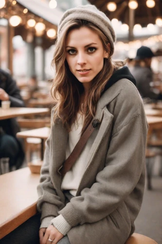 poki,shopgirl,woman at cafe,caterino,sugg,parka,background bokeh,topanga,peacoat,olsen,overcoats,girl in a long,eleanor,grieves,hamulack,mcentire,coffee shop,lyonne,coffee background,outerwear,Photography,Natural