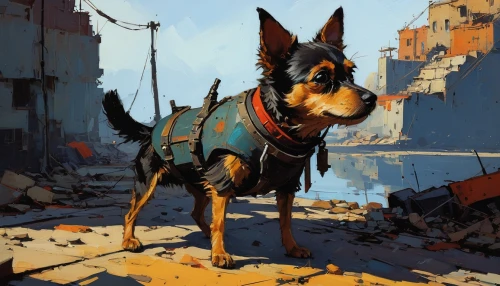 dogmeat,laika,dobie,nuka,doberman,doberan,dog illustration,stray dog,akira,red heeler,vigilant dog,gunkanjima,abandoned dog,street dog,schnaufer,barkus,heeler,bisley,foxhound,mwd,Conceptual Art,Sci-Fi,Sci-Fi 01