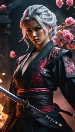 musashi,miyabi,kazama,katana,kazumi,kamiizumi,hakama,kunoichi,ciri,kiyomasa,zhixue,khatuna,rikimaru,samurai,ichizo,amakusa,seimei,senju,japanese sakura background,okita,Photography,General,Fantasy