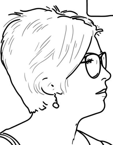 comic halftone woman,flat blogger icon,allred,clowes,rotoscoped,storyboarded,pencilling,bespectacled,reading glasses,spectacled,nearsighted,penciling,blogger icon,profiles,storyboarding,inking,cosima,office line art,shorn,oval frame,Design Sketch,Design Sketch,Rough Outline