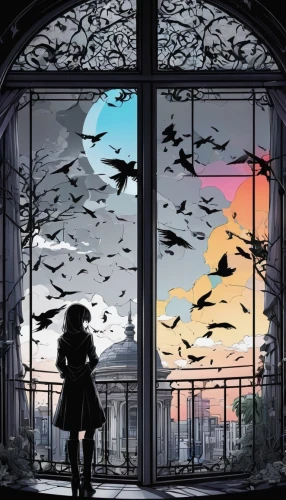 house silhouette,window to the world,silhouette art,window,silhouette,art silhouette,the window,fukawa,windows,houses silhouette,silhouettes,escapism,big window,mouse silhouette,bedroom window,dream world,haru,glass window,night bird,silhouetted,Illustration,Realistic Fantasy,Realistic Fantasy 46