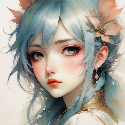 kommuna,krita,hoshihananomia,tomoe,rem,fantasy portrait,fairie,flower crown,sona,flower fairy,ayanami,hatsune miku,summer crown,mikus,hatsune,spring crown,amaterasu,maiko,karou,white blossom,Illustration,Realistic Fantasy,Realistic Fantasy 16