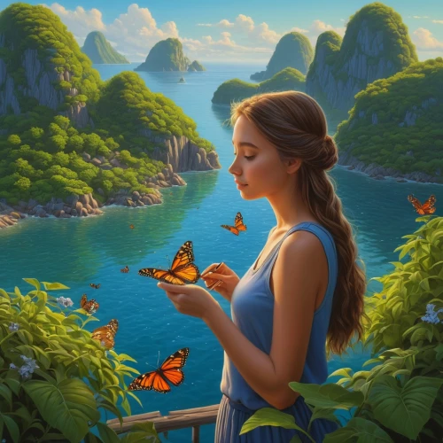 butterfly background,butterflies,ulysses butterfly,julia butterfly,fantasy picture,morphos,blue butterflies,tropical butterfly,butterfly isolated,chasing butterflies,butterfly,world digital painting,orange butterfly,butterfly day,thumbelina,fantasy art,pocahontas,sky butterfly,isolated butterfly,arrietty,Illustration,Realistic Fantasy,Realistic Fantasy 27