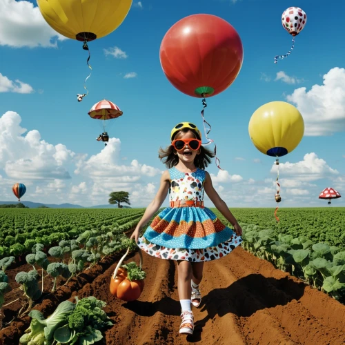 little girl with balloons,balloonist,alice in wonderland,wonderland,candyland,colorful balloons,thorgerson,little girl in wind,candy island girl,fairies aloft,sweetland,image manipulation,ballooning,wonderama,imaginationland,balloonists,colombina,balloon trip,flying seed,fairyland