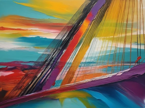 abstract painting,abstract rainbow,rainbow bridge,background abstract,boat landscape,abstract artwork,colorful city,pittura,abstract multicolor,sailing boat,colorful background,brushstrokes,abstract background,sails of paragliders,zakim,abstract air backdrop,sailboat,pintura,sail boat,art painting,Illustration,Paper based,Paper Based 04