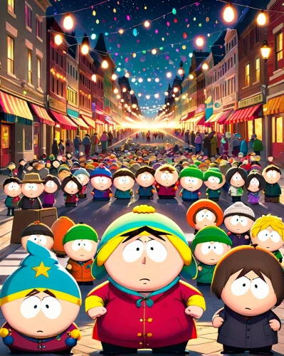 southpark,cartman,broflovski,carol singers,caroling,carolers,the holiday of lights,winter festival,overcrowd,christmas balls background,christmas background,multitudinous,poptropica,cartoon video game background,christmasbackground,lemmings,santarun,festival of lights,multituberculates,crowed,Anime,Anime,Cartoon