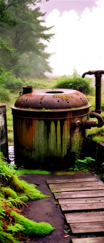 oil tank,teahouse,outfall,dock,waterwheels,undock,abandoned boat,boathouse,wishing well,lostplace,waterwheel,hotspring,onsen,hydroelectric,wooden bridge,mill wheel,industrial landscape,boat landscape,cistern,backwater,Conceptual Art,Fantasy,Fantasy 34