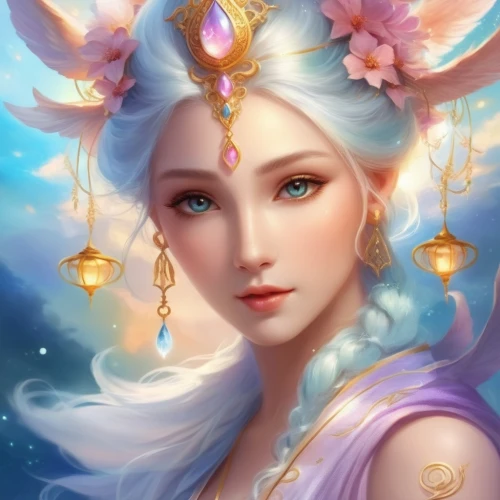 fantasy portrait,ostara,fairie,janna,zodiac sign libra,faerie,fairy queen,faery,lumi,diwata,flower fairy,fairy,fae,kuanyin,llyra,celestia,oriental princess,rosa 'the fairy,lakshmi,faires,Illustration,Realistic Fantasy,Realistic Fantasy 01