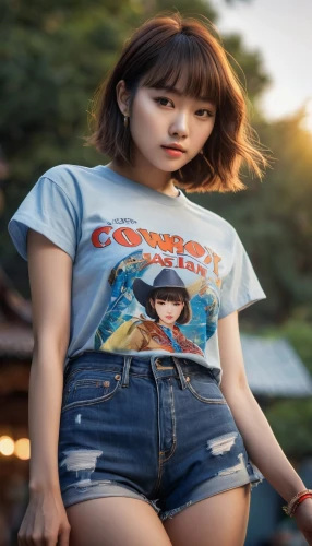 girl in t-shirt,asian girl,anime japanese clothing,taobao,xiaoxi,retro girl,tshirt,xiaofu,mongolian girl,korean,premium shirt,jeans background,japanese woman,xiaoli,asian woman,asia girl,japanese background,phuquy,dora,shirt,Photography,General,Natural