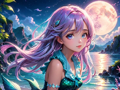 aqua,mermaid background,lavenu,aoba,michiru,luka,libra,kanon,hidari,kanata,lulua,purple wallpaper,fantasia,kokia,luna,cielo,luminous,fairy galaxy,kaori,seira,Anime,Anime,Realistic