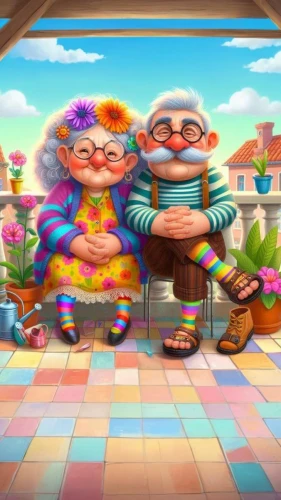 oddparents,grannies,elderly couple,old couple,grandparents,wonderfalls,chipettes,duendes,gnomes at table,children's background,gpk,senior citizens,gnomeo,scandia gnomes,cartoon flowers,soffiantini,elderly people,mother and grandparents,lazytown,toy's story