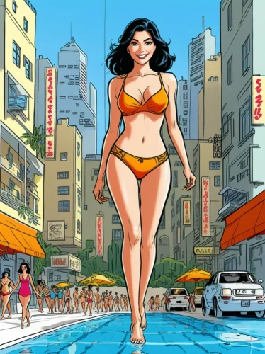 wonder woman city,themyscira,manara,rumiko,fujiko,palmiotti,copacabana,darna,japanese woman,quitely,shimbashi,glico,cassaday,harima,tokyo summer olympics,romita,asian woman,ipanema,tokyoites,female swimmer,Illustration,American Style,American Style 13