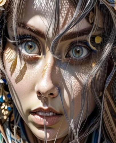 witchblade,alita,kerrigan,kerrii,fantasy portrait,biomechanical,women's eyes,world digital painting,margairaz,viveros,fantasy art,digital art,margaery,digital painting,golden eyes,cirta,digital artwork,gold eyes,enchantress,behenna