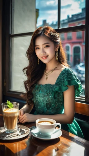 woman at cafe,coffee background,woman drinking coffee,barista,cappuccino,yunjin,vietnamese woman,suzy,women at cafe,coffee shop,coffeehouse,paris cafe,asian woman,vietnamese,coffeehouses,drinking coffee,parisian coffee,the coffee shop,coffeeshop,romantic look,Photography,General,Realistic