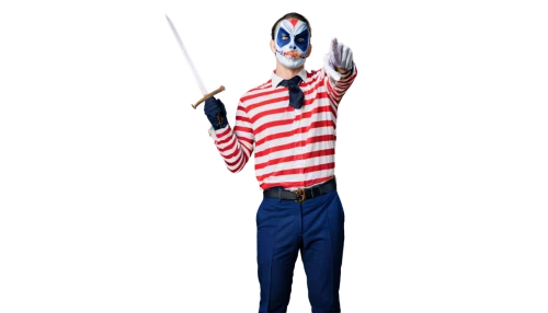 mime,estripeau,mimes,waldo,jamerica,pagliacci,flagman,temime,pyro,misterio,3d man,magician,striped background,uncle sam,jongleur,targetman,muricata,patriotas,man holding gun and light,freakazoid,Conceptual Art,Oil color,Oil Color 18