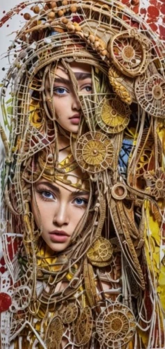 woman of straw,omnitruncated,bitruncated,basketry,fractalius,viveros,interconnectedness,girl in a wreath,disentangled,interwoven,basket weaving,disentangle,arhats,the carnival of venice,wireman,computer art,interconnections,decoupage,crivelli,fragmenting