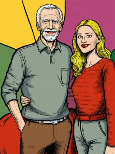 pop art background,pixton,supercouple,rainbow background,supercouples,karpal,senderens,pareja,coloring for adults,two people,storycorps,excelsiors,man and wife,old couple,casados,elderly couple,patzek,colorizing,popart,pop art colors,Illustration,American Style,American Style 13