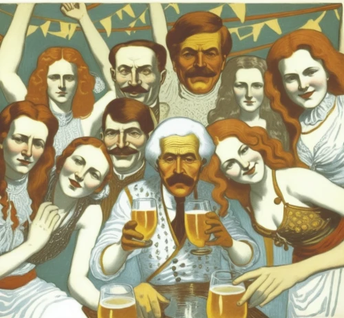 beermakers,cervecerias,aventinus,the production of the beer,bierofka,armenians,pivo,taverns,dybbuk,beermaker,cervecera,kafana,carousing,cervejaria,moldavians,group of people,romanians,glasses of beer,breweries,kozel,Illustration,Retro,Retro 11