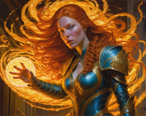 fiery,fire angel,flame spirit,fireheart,irisa,fire siren,firestar,burning hair,flamebird,sorceror,fire artist,mera,huiraatira,pyromaniac,flame of fire,aegon,chandra,hellstrom,madelyne,fnm,Illustration,Realistic Fantasy,Realistic Fantasy 03