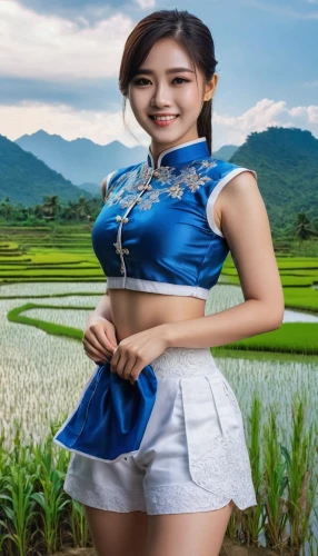 qixi,landscape background,vietnamese woman,miss vietnam,farm background,yangmei,xuyen,cheongsam,paddy field,kaewparadai,golf course background,phuquy,feifei,vietnamese,pi mai,sanchai,huahong,xiaofei,yamada's rice fields,xianwen,Photography,General,Natural