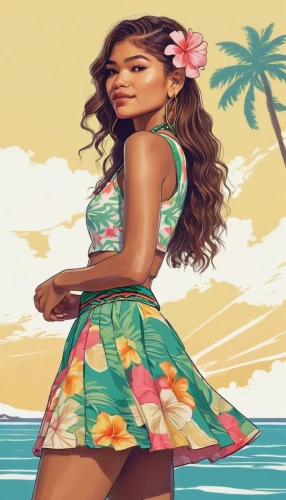 polynesian girl,moana,hula,bahama,beach background,isabela,allyson,candy island girl,dinah,nessa,summer background,luau,hawaiiana,azilah,amerie,anitta,santigold,aloha,bahama mom,tahitian,Illustration,Paper based,Paper Based 02