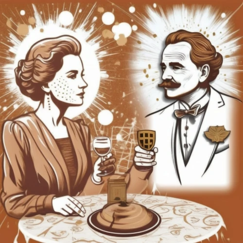 toasts,einsteins,fanciers,coffee tea illustration,vintage man and woman,vaudevillians,montalcini,bicentenary,floridita,man and wife,sesquicentenary,yahrzeit,wedding icons,semmelweis,vintage illustration,grandiloquent,roaring twenties couple,lindemans,grandiloquence,sarsaparilla,Unique,Design,Logo Design