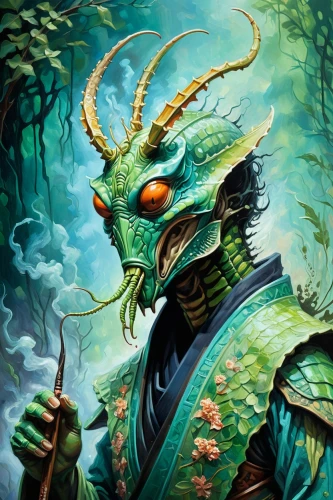 cernunnos,elashyi,mordenkainen,ahriman,greenhorns,narathorn,fantasy portrait,nidaros,slann,kadath,temur,greenmarine,mandragora,githyanki,sorceror,forest dragon,khaine,arenanet,kornak,lizardmen,Illustration,Realistic Fantasy,Realistic Fantasy 40