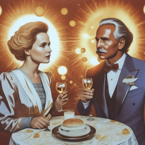 fanciers,vintage man and woman,black couple,floridita,roaring twenties couple,cosmopolitans,tabletoppers,wedding icons,artists of stars,romantic dinner,zanuck,ziegfeld,vintage art,seretse,business icons,ueberroth,golden weddings,man and woman,colescott,the gold standard,Photography,General,Realistic