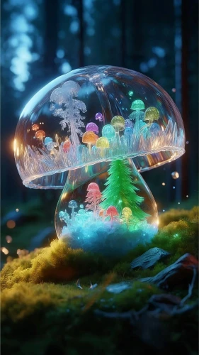 mushroom landscape,snow globes,snowglobes,fairy world,lensball,3d fantasy,fairy house,fantasy picture,fairy forest,frozen bubble,snow globe,mushroom island,frozen soap bubble,fairyland,fairy lanterns,fairy galaxy,frost bubble,snowglobe,fairy village,mycena